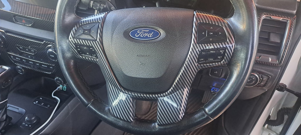 Ford Ranger Carbon Fiber Style Decorative Cover for The Steering Wheel Frame, Compatible wi